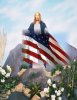 Jesus holding American Flag
